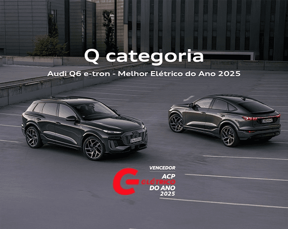O ACP Elétrico do Ano pertence ao Audi Q6 e-tron, distinguido como o veículo elétrico mais relevante do mercado nacional. 